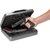 Image of Hand taking a gun from the Hornady® RAPiD® 2-Handgun Safe 4800KP XXL with RFID technology for secure storage.