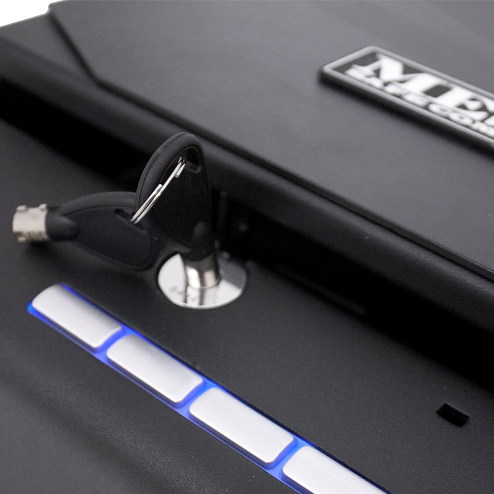 MESA MPS1 handgun safe key lock and keypad for secure firearm storage.
