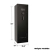 Image of 12-gun fireproof gun safe from Sports Afield Domain Series with dimensions 55" x 17" x 16.5" and electronic lock.