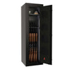 Image of Open Sports Afield Domain Series 12-gun fireproof gun safe displaying interior and rifles.
