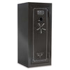 Image of Sports Afield Haven 24-Gun Fire and Waterproof Electronic Lock Gun Safe in black with locking mechanism and secure design.