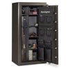 Image of Remington Express fireproof waterproof gun safe with rifles and storage compartments open for display.