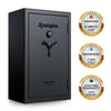 Image of Remington Gun Club 36 + 4-Gun Fireproof Waterproof Gun Safe with electronic lock and warranty badges.