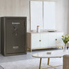 Image of Remington Express 44-Gun Safe in stylish living room setting, showcasing its electronic lock and durable design.