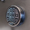 Image of Electronic keypad of SecuRam lock on a gun safe, providing security and convenience for firearm storage.