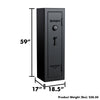 Image of Remington Gun Club 12+2 gun safe featuring dimensions 59" x 17" x 18.5" and an electronic lock for secure storage.